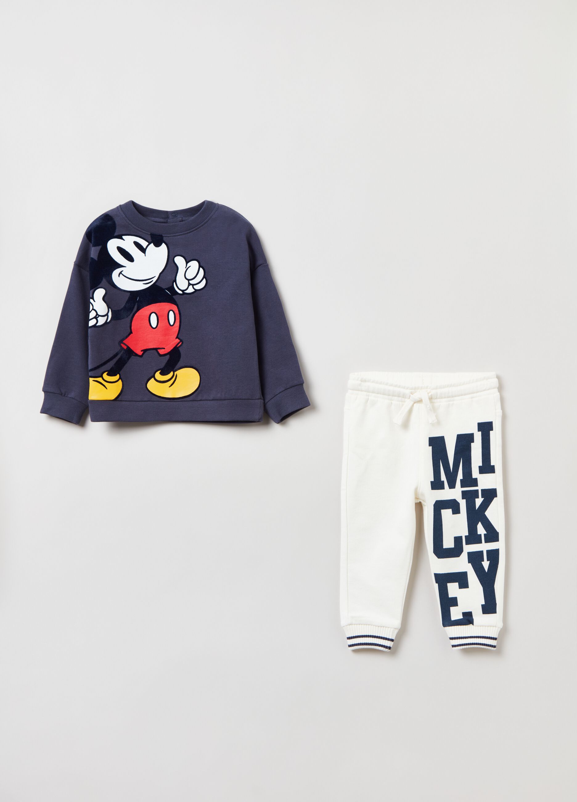 Jogging set in felpa con stampa Topolino Blu Bianco DISNEY da Bimbo OVS
