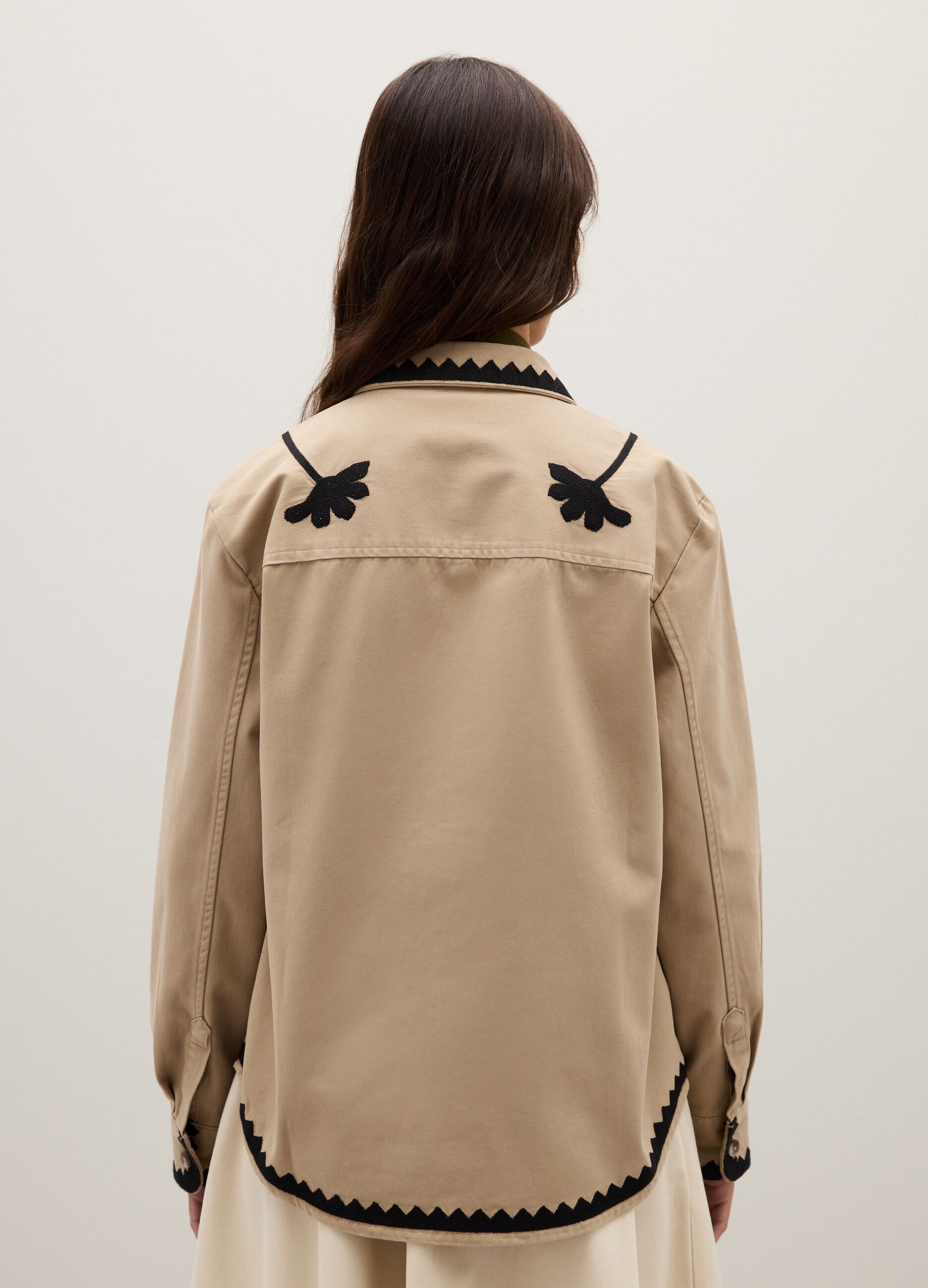 Beige jacket in pure multicolor cotton regular fit