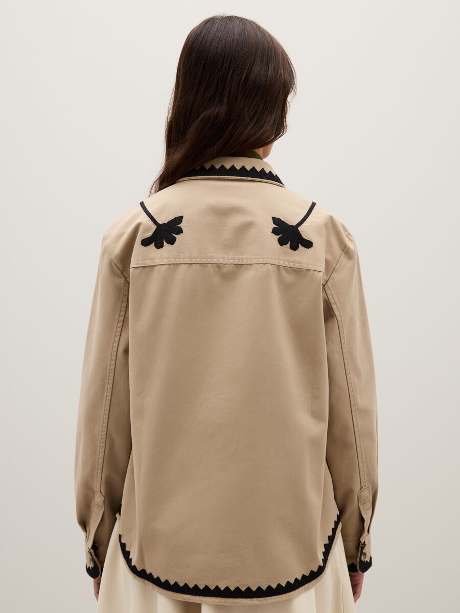 Beige jacket in pure multicolor cotton regular fit_2