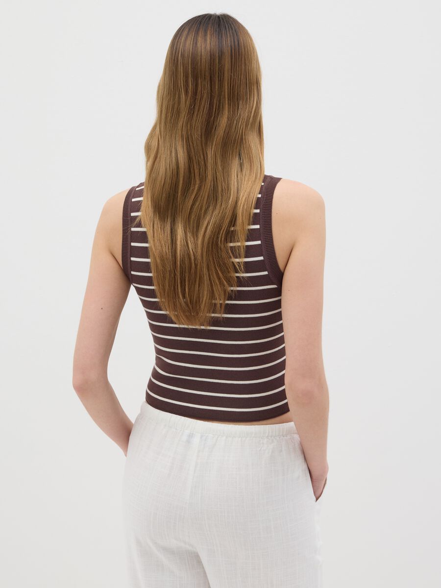 Women's Multicolour Viscose Blend Fitted Cropped Top_2