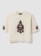 T-shirt beige in puro cotone con ricami regular fit_0