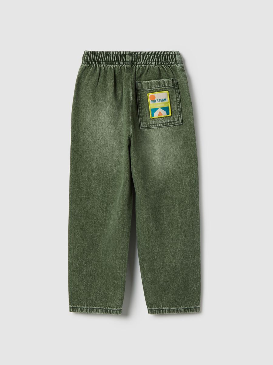 Green pure cotton kids' baggy trousers_1