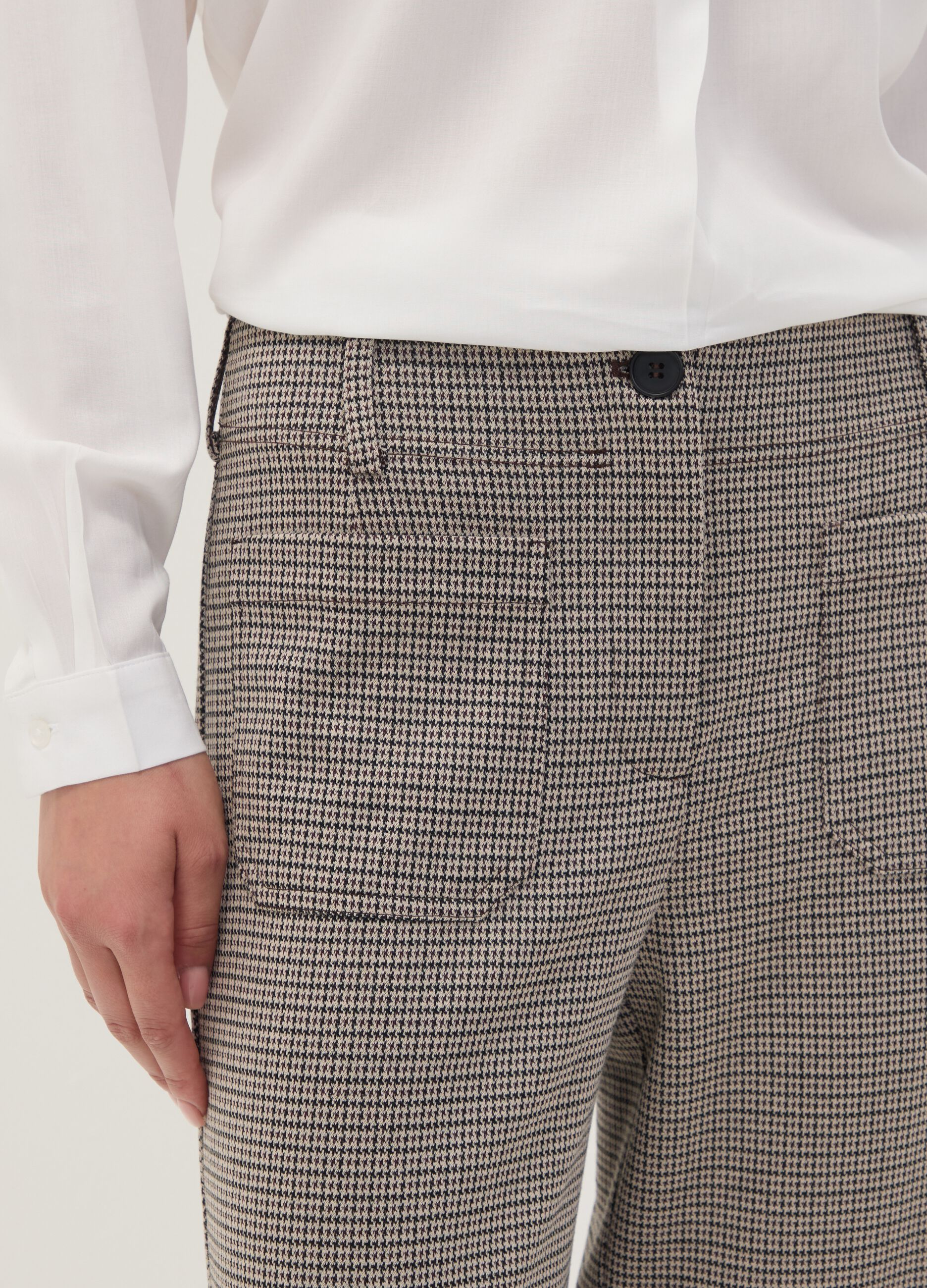 Pantaloni culotte beige in viscosa elasticizzata