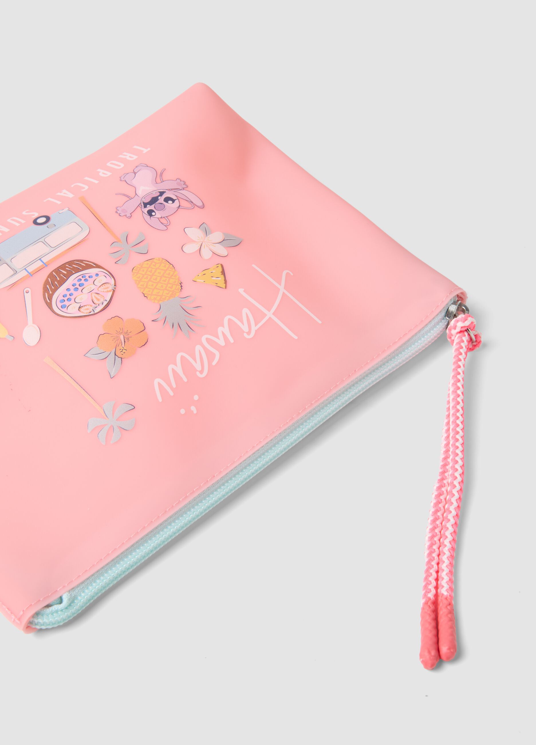 Pink beauty case with tropical Stitch print