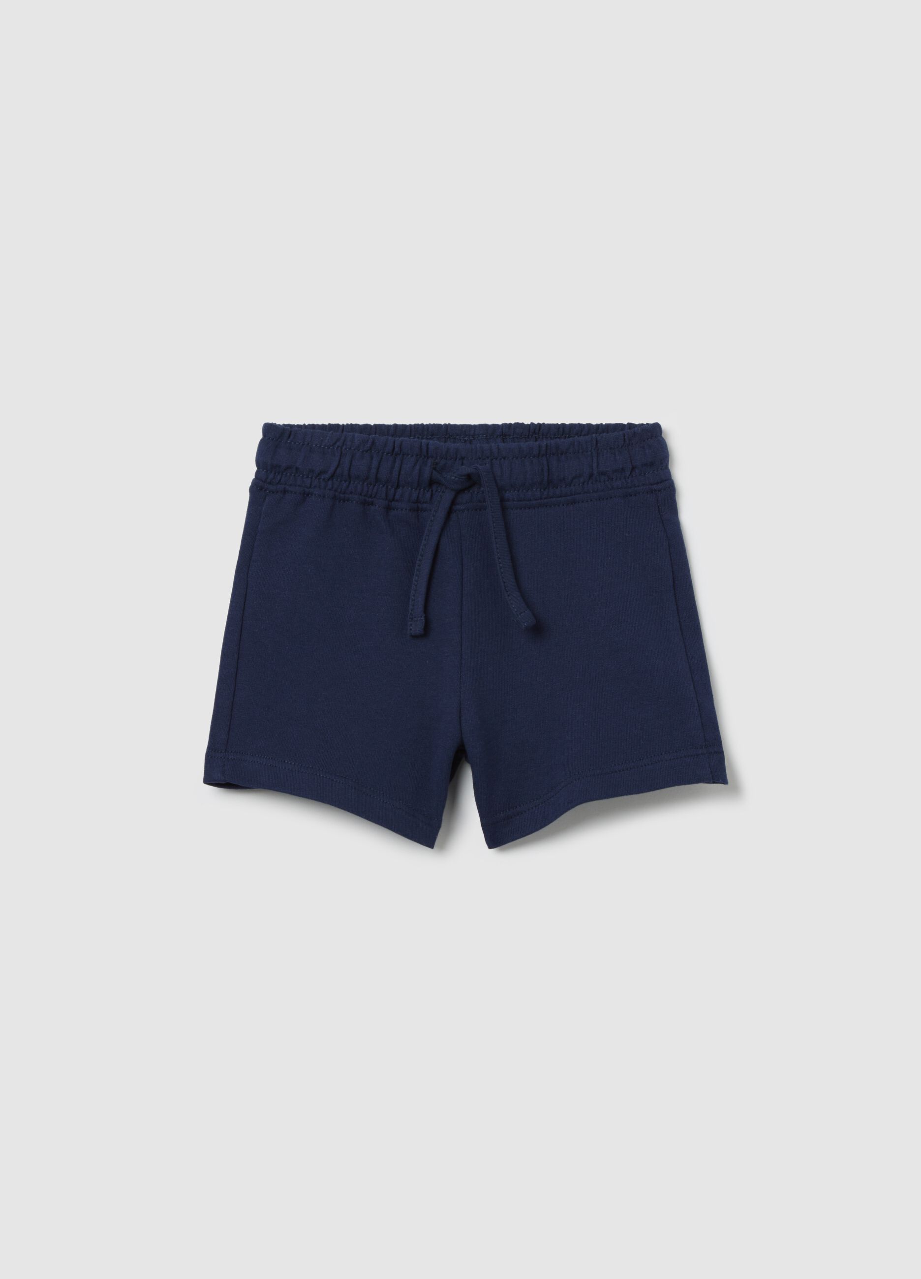 Short da bambina in puro cotone blu con girovita elasticizzato