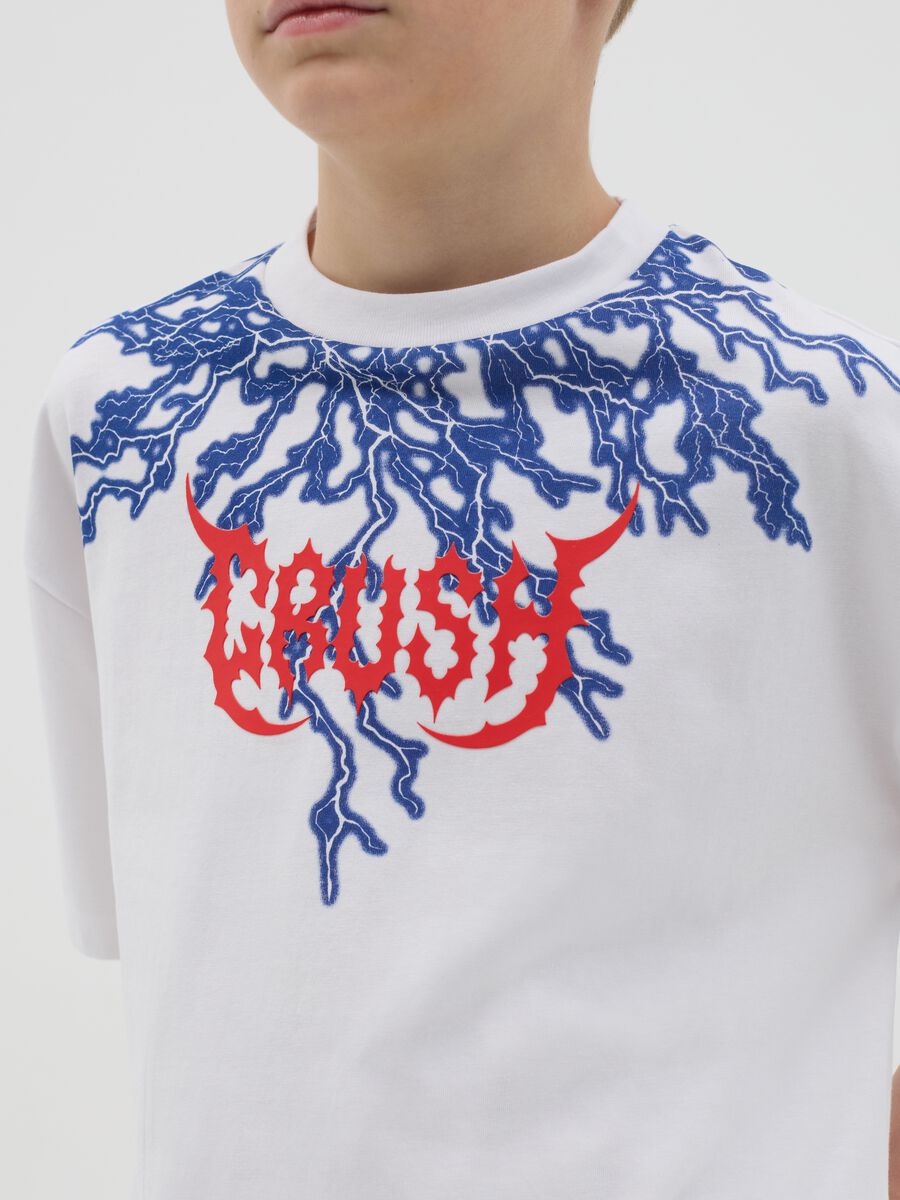 T-shirt in cotone con stampa fulmini "Crush"_1