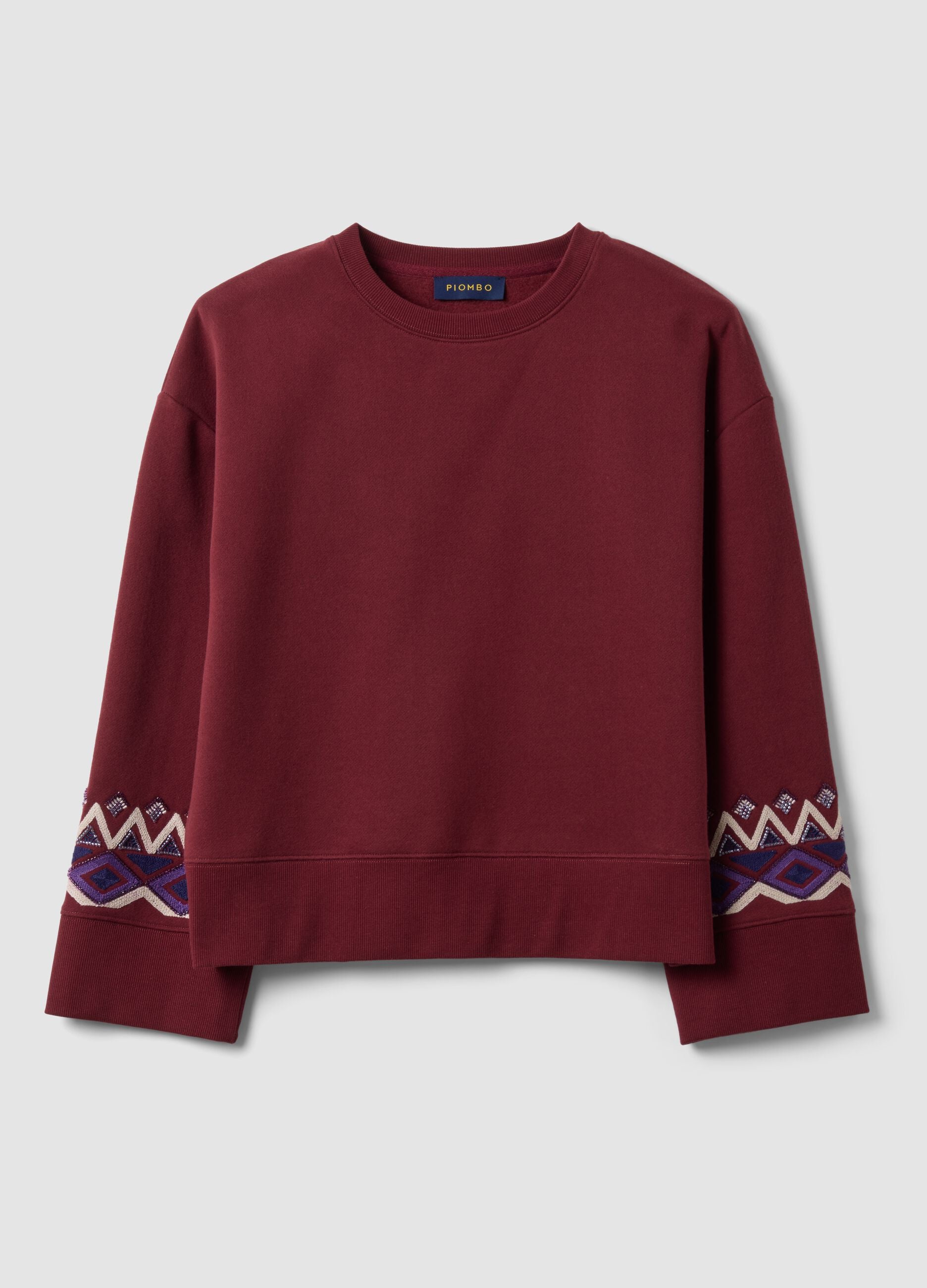 Felpa rossa in misto cotone con fantasia regular fit