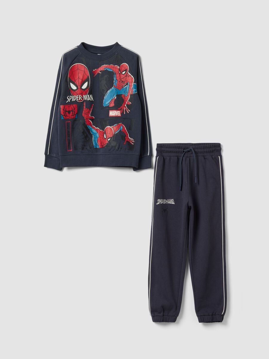 Black oversized cotton-blend Spider-Man jogging tracksuit for boys_0