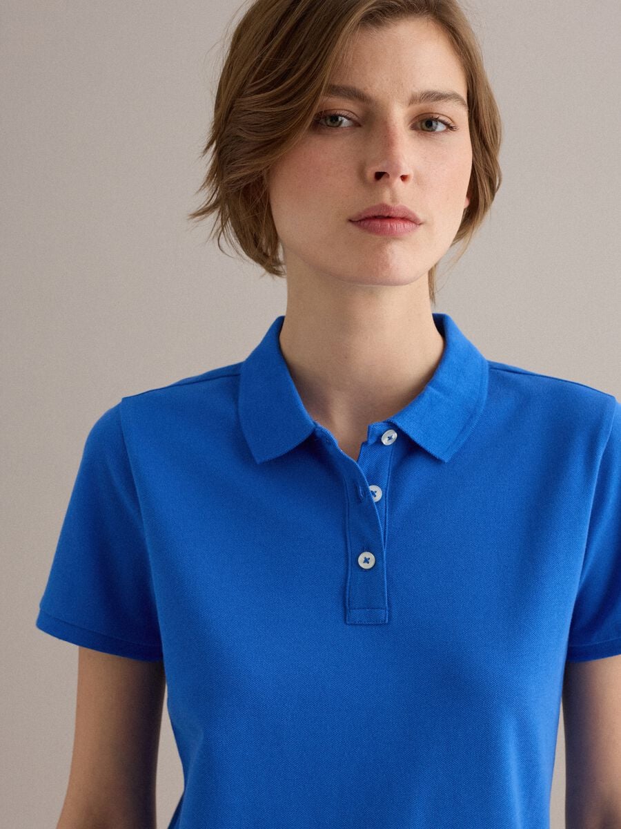 Polo in puro cotone biologico blu regular fit_1