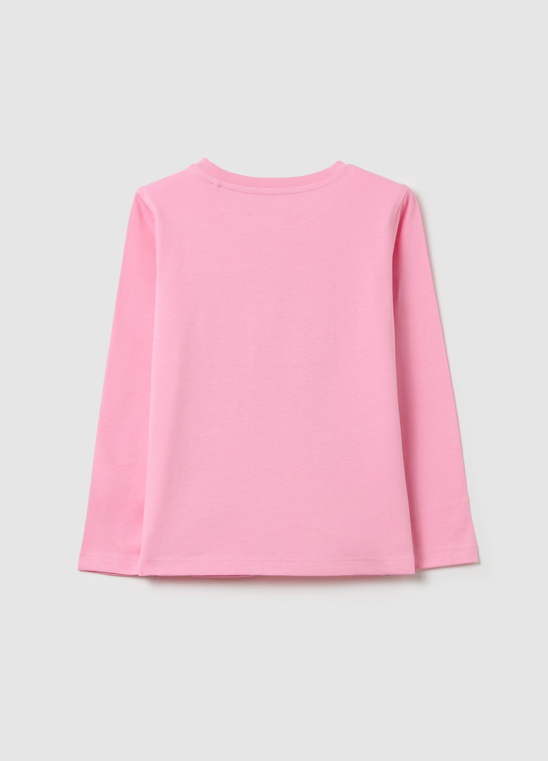 Cotton T-shirt with print and long sleeves