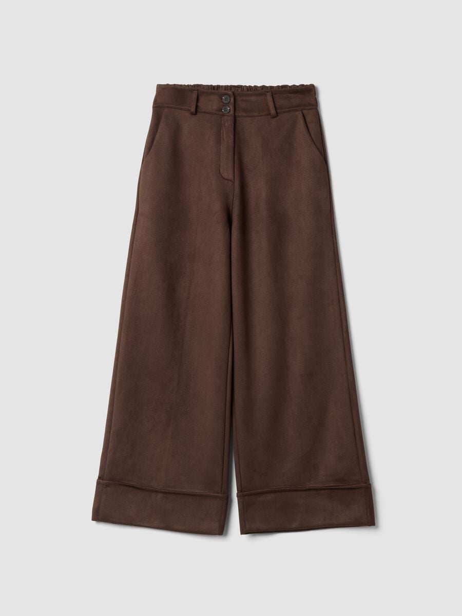 Dark brown regular-fit wide-leg trousers_0