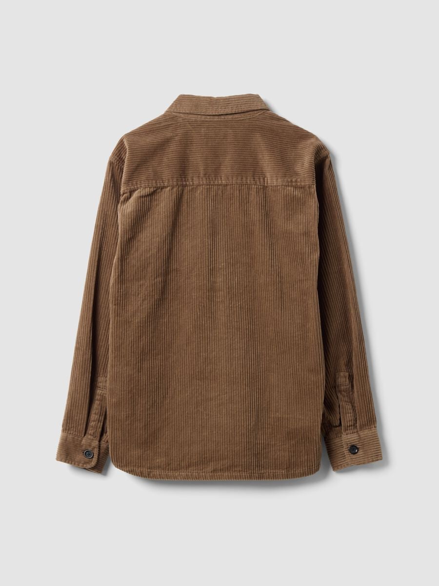 Shacket marrone in puro cotone a coste over fit_2