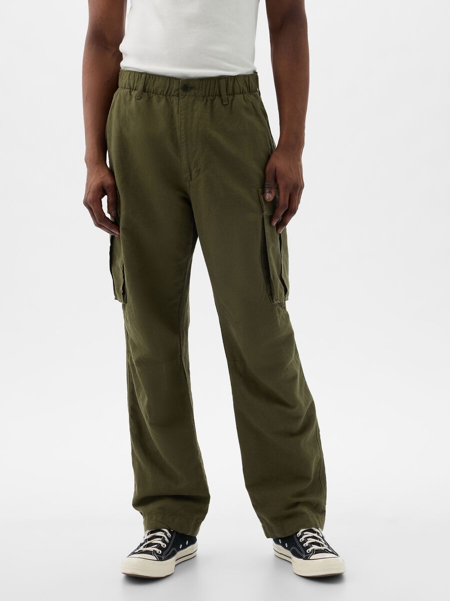 Cargo parachute trousers in linen and cotton_2
