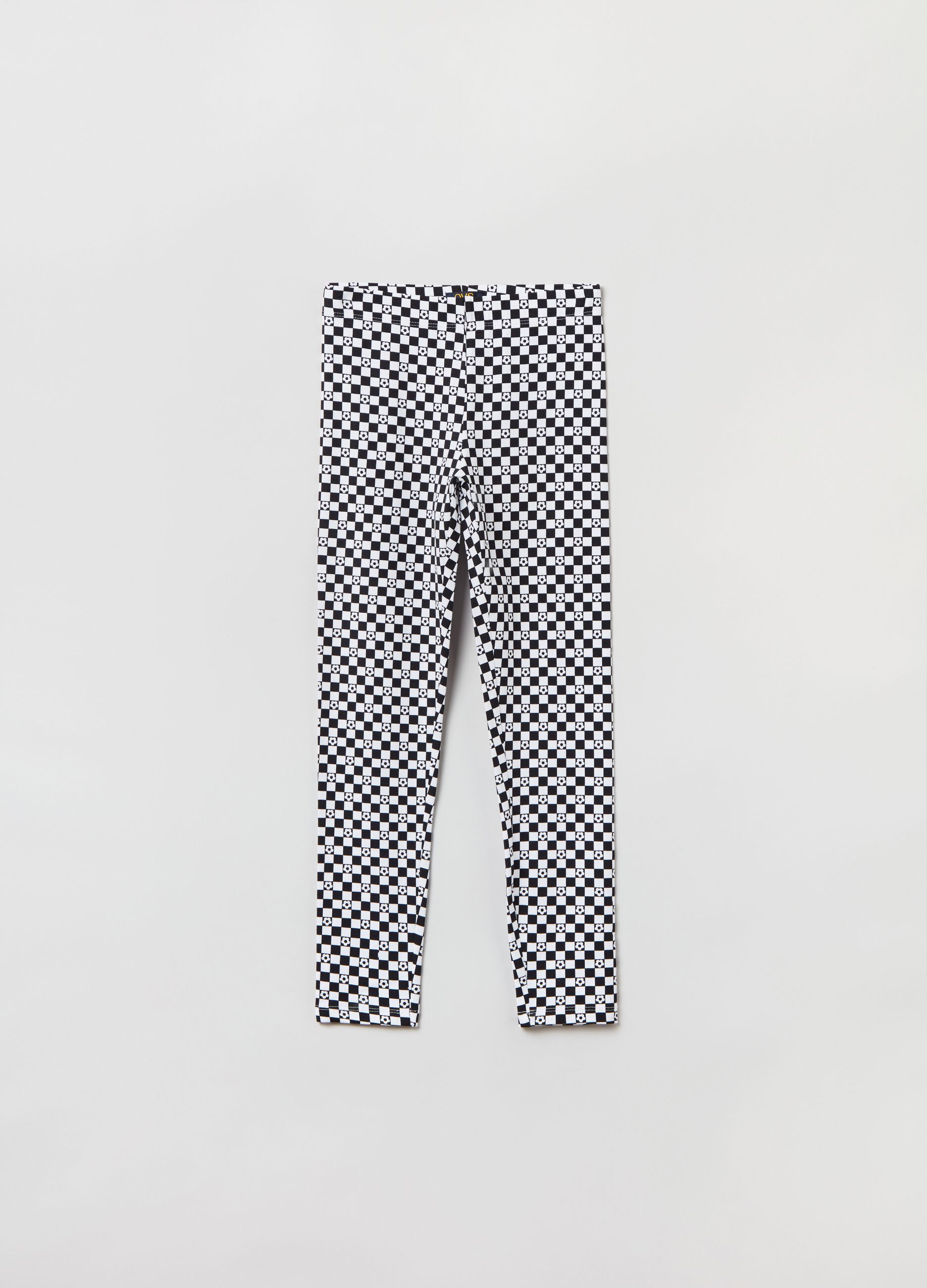Leggings in cotone stretch con stampa_0