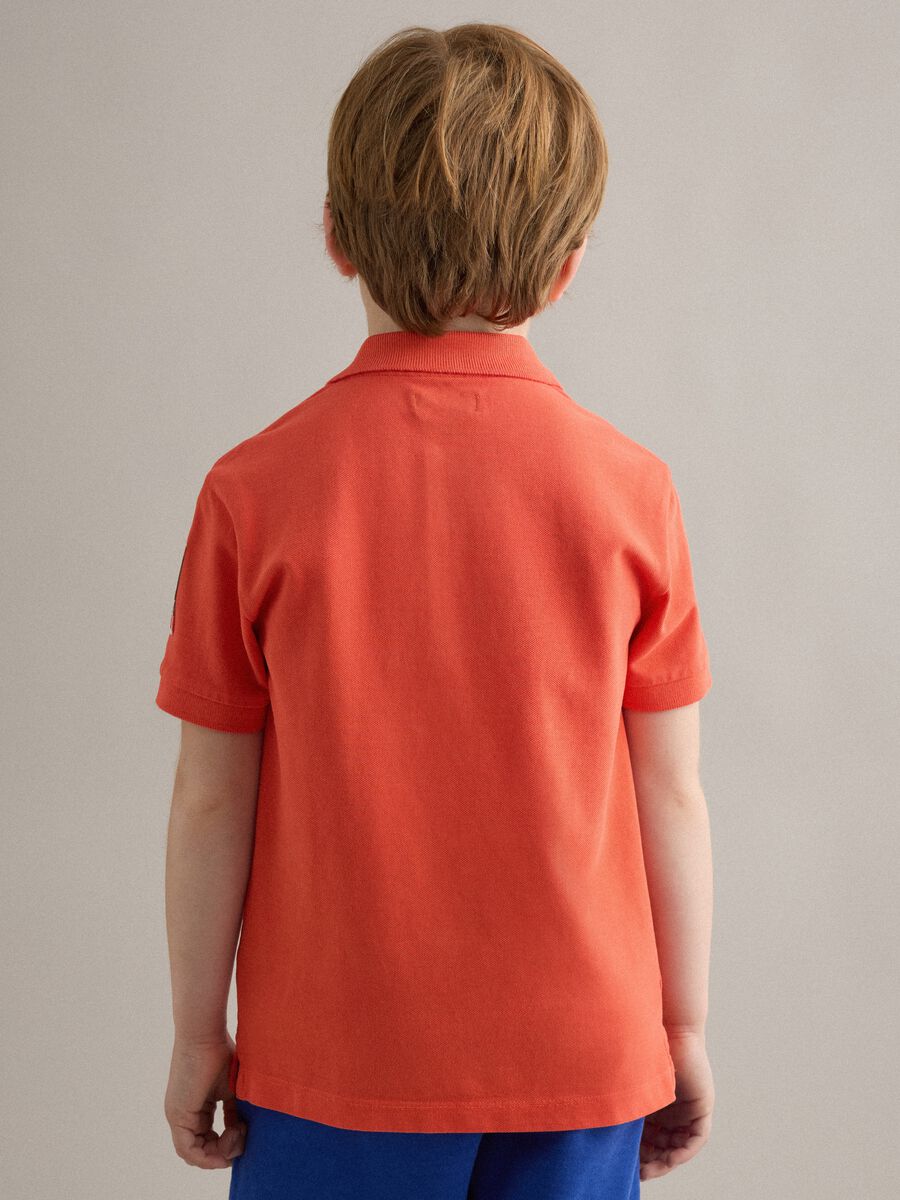 Orange pure cotton boys&rsquo; polo shirt, regular fit with patches_2