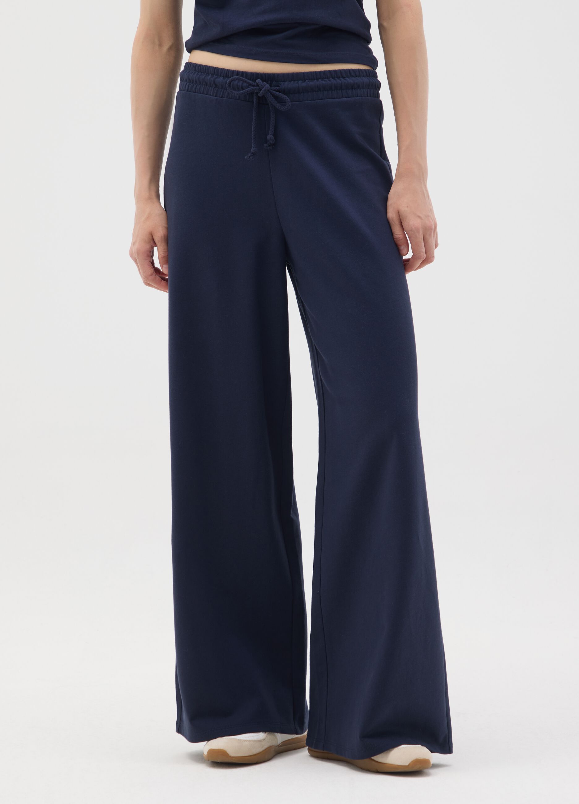 Blue pure cotton regular fit trousers