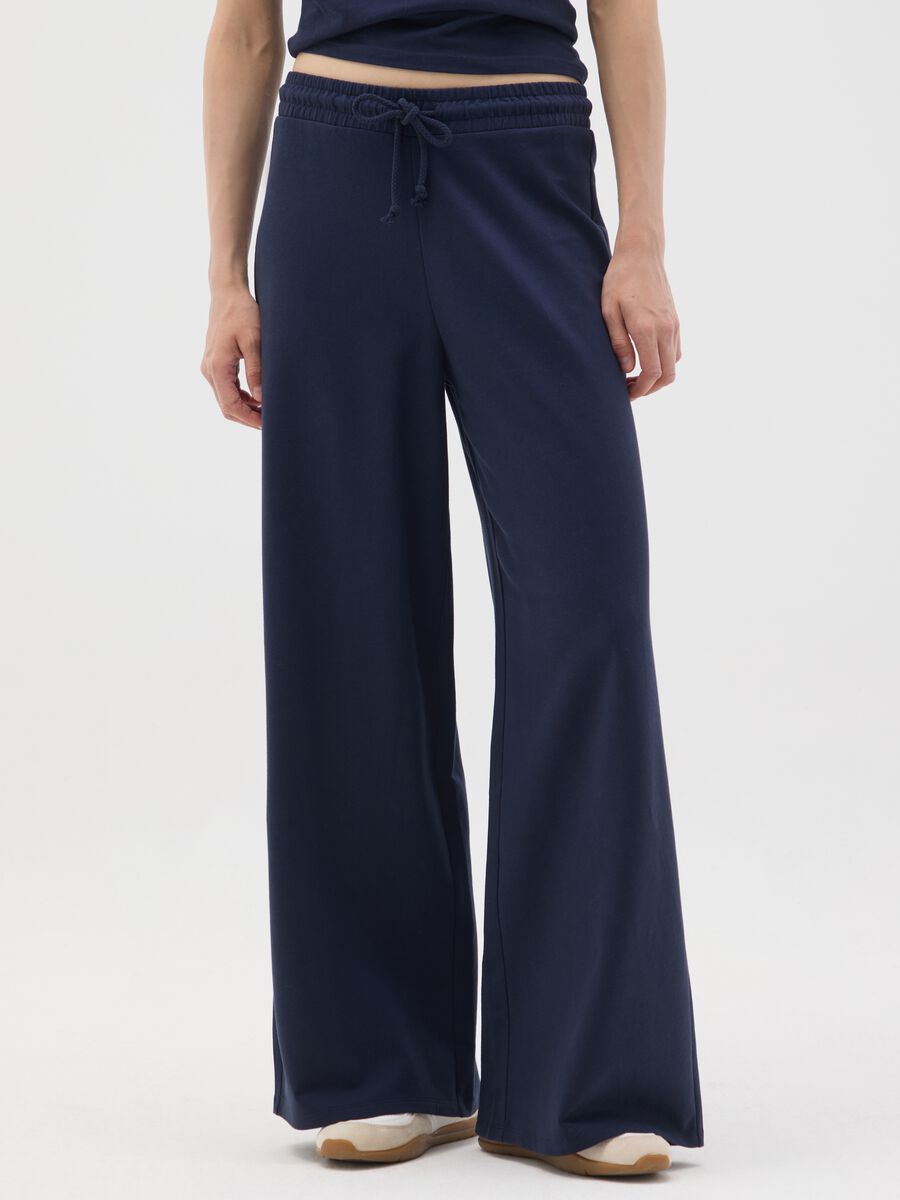 Blue pure cotton regular fit trousers_1