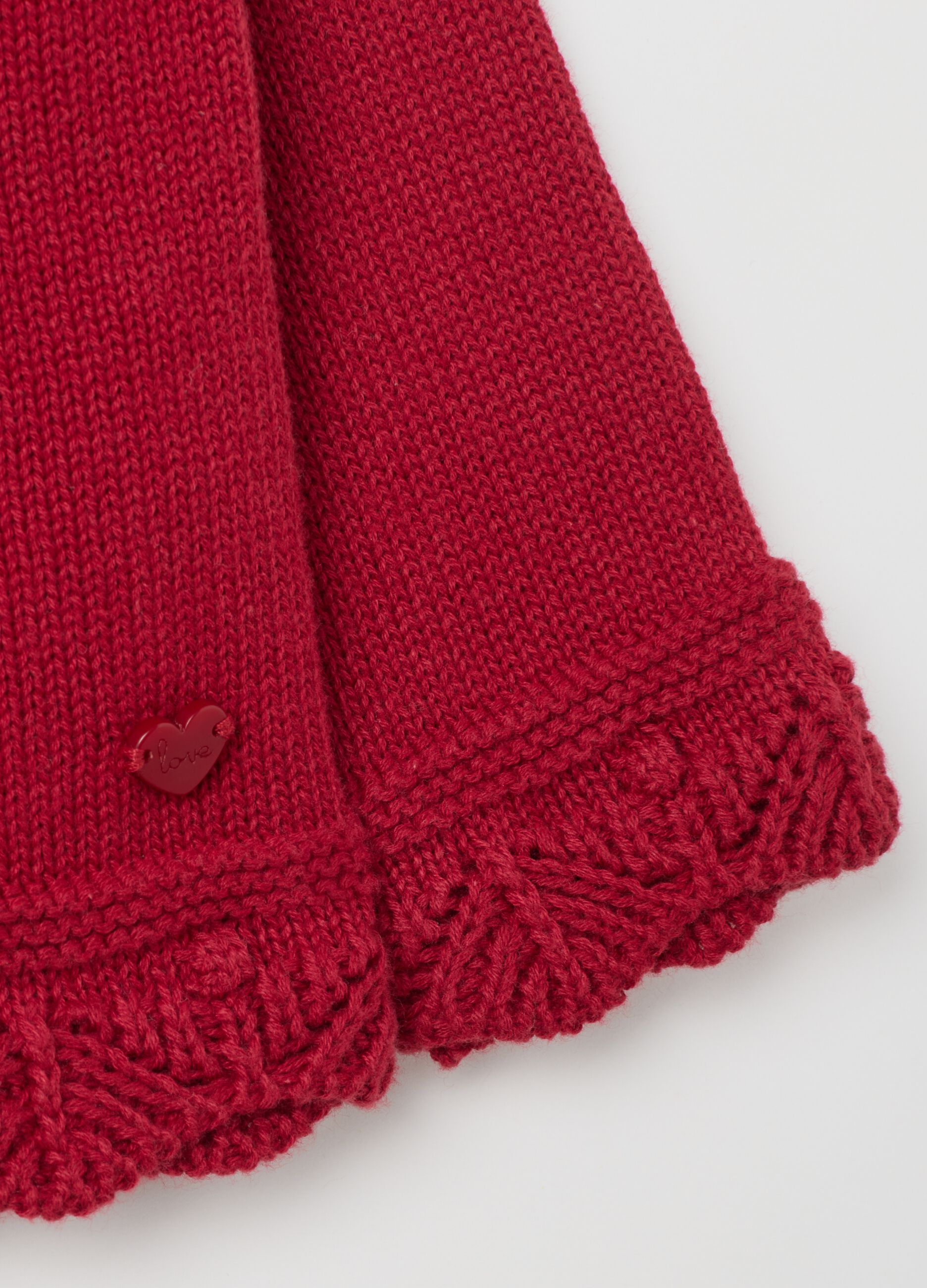 Girls' red pure cotton cardigan regular fit