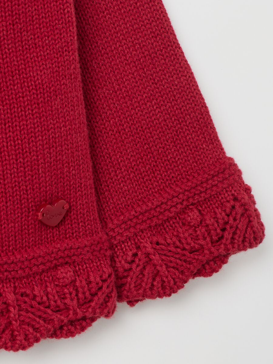 Girls' red pure cotton cardigan regular fit_2