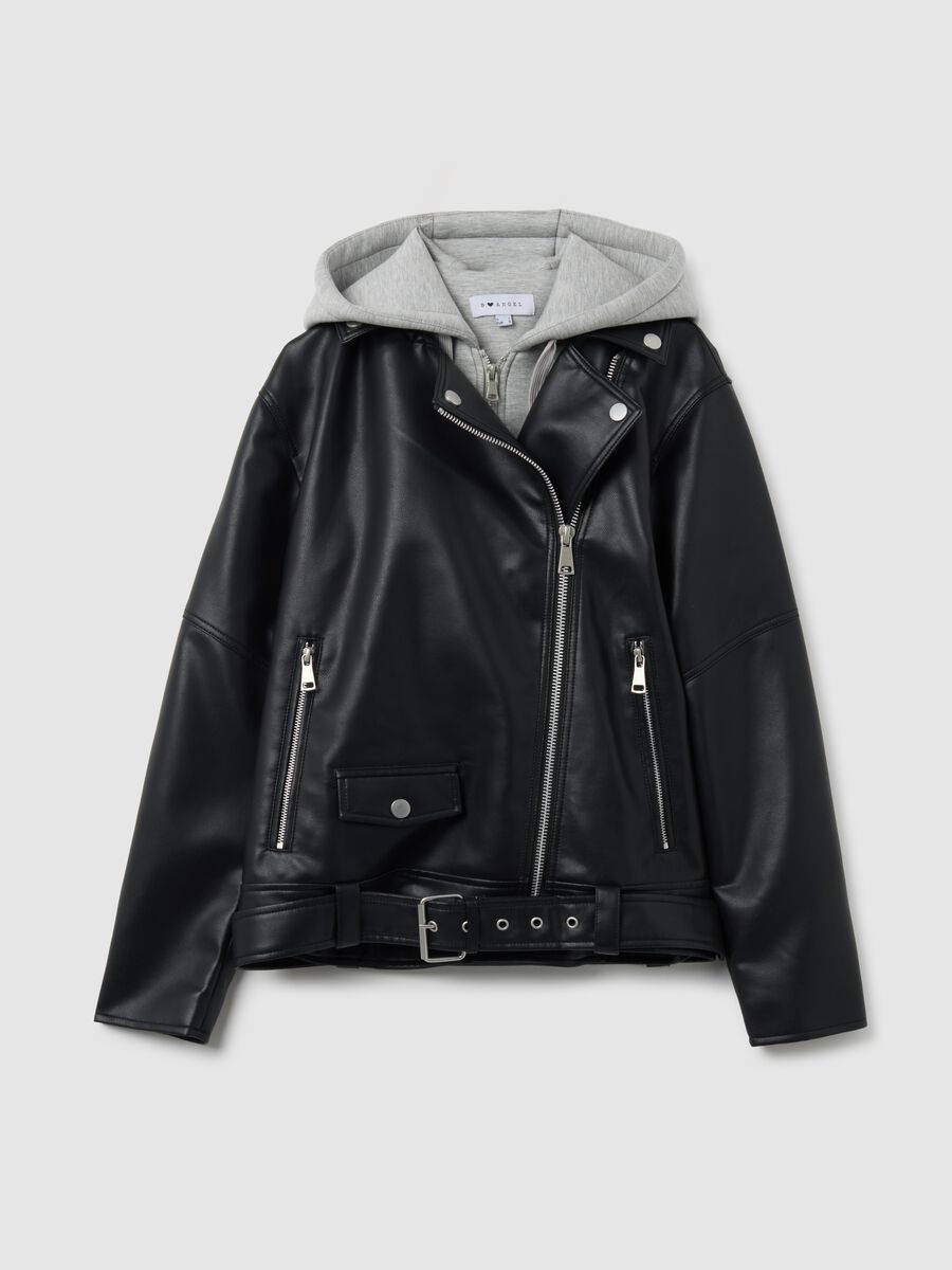 Black biker jacket with zip_4