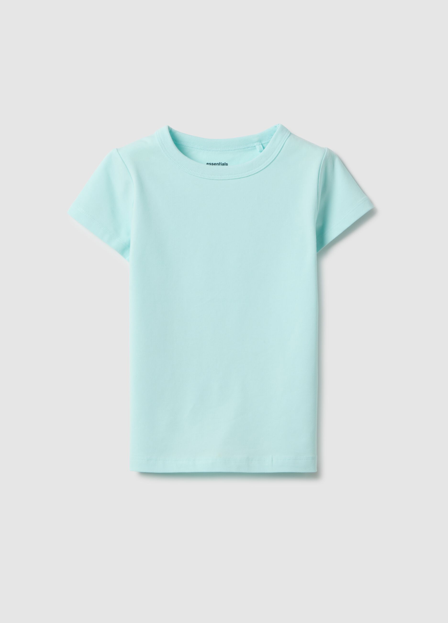 Blue cotton blend regular fit girl's t-shirt