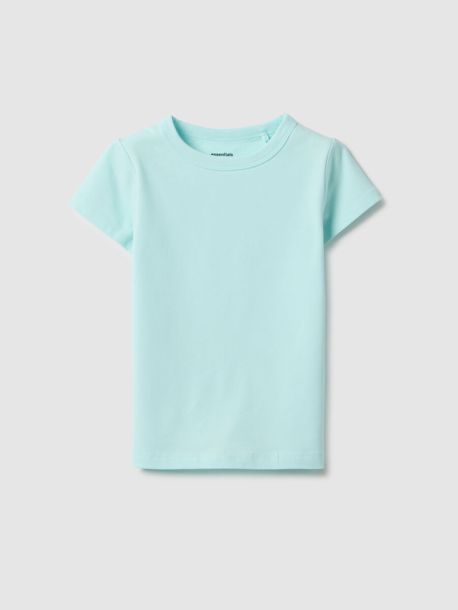 Blue cotton blend regular fit girl's t-shirt_0