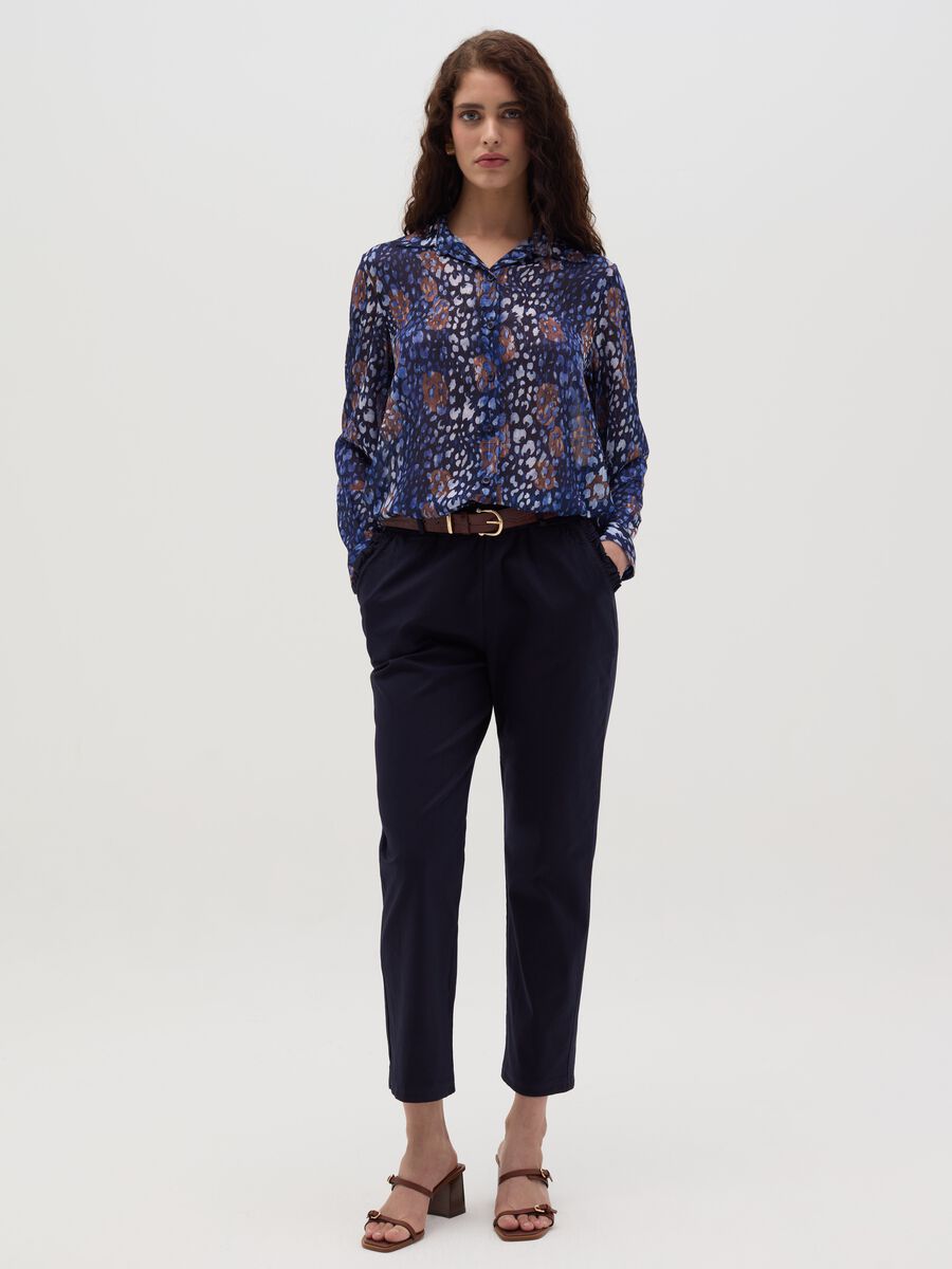Stretch cotton trousers with drawstring_0