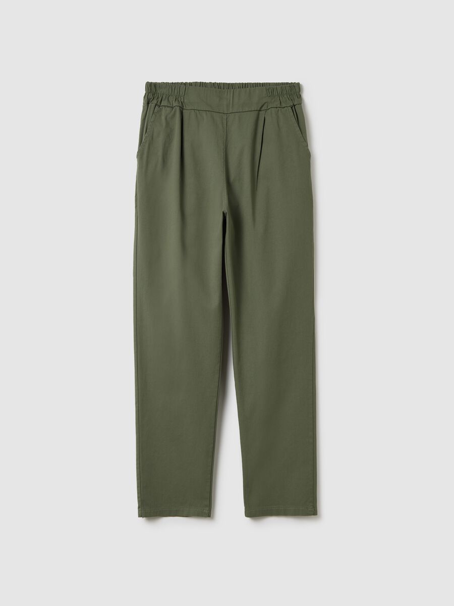 Green cigarette trousers with elastic waistband_4