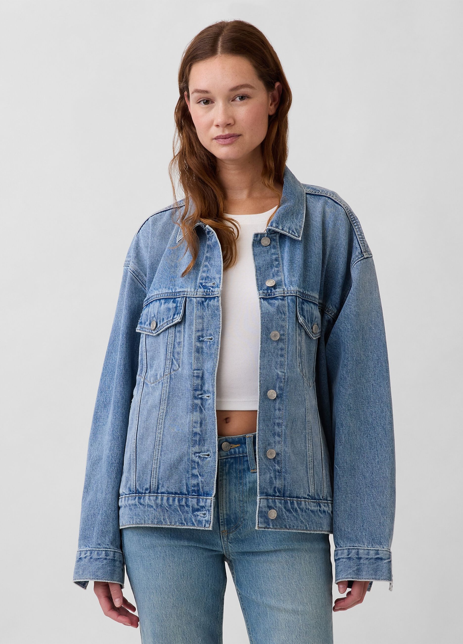 Blue regular fit pure cotton denim jacket