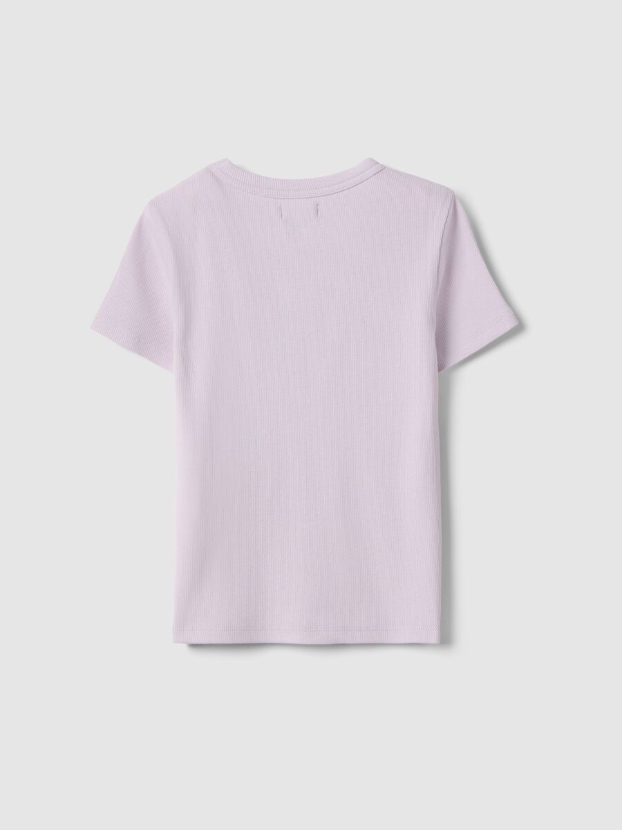 T-shirt fitted in cotone elasticizzato viola per ragazza_1