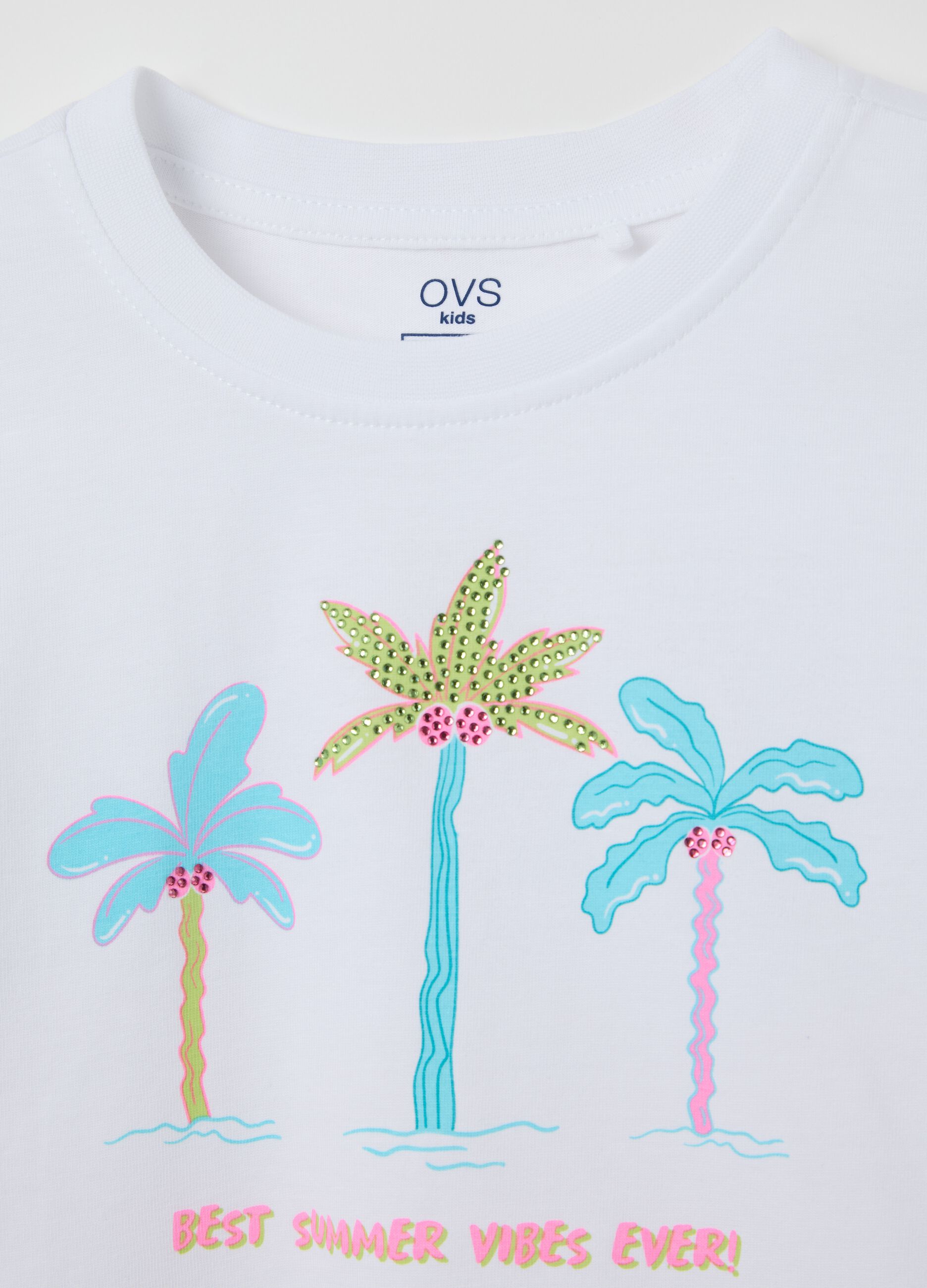 White cotton T-shirt with print