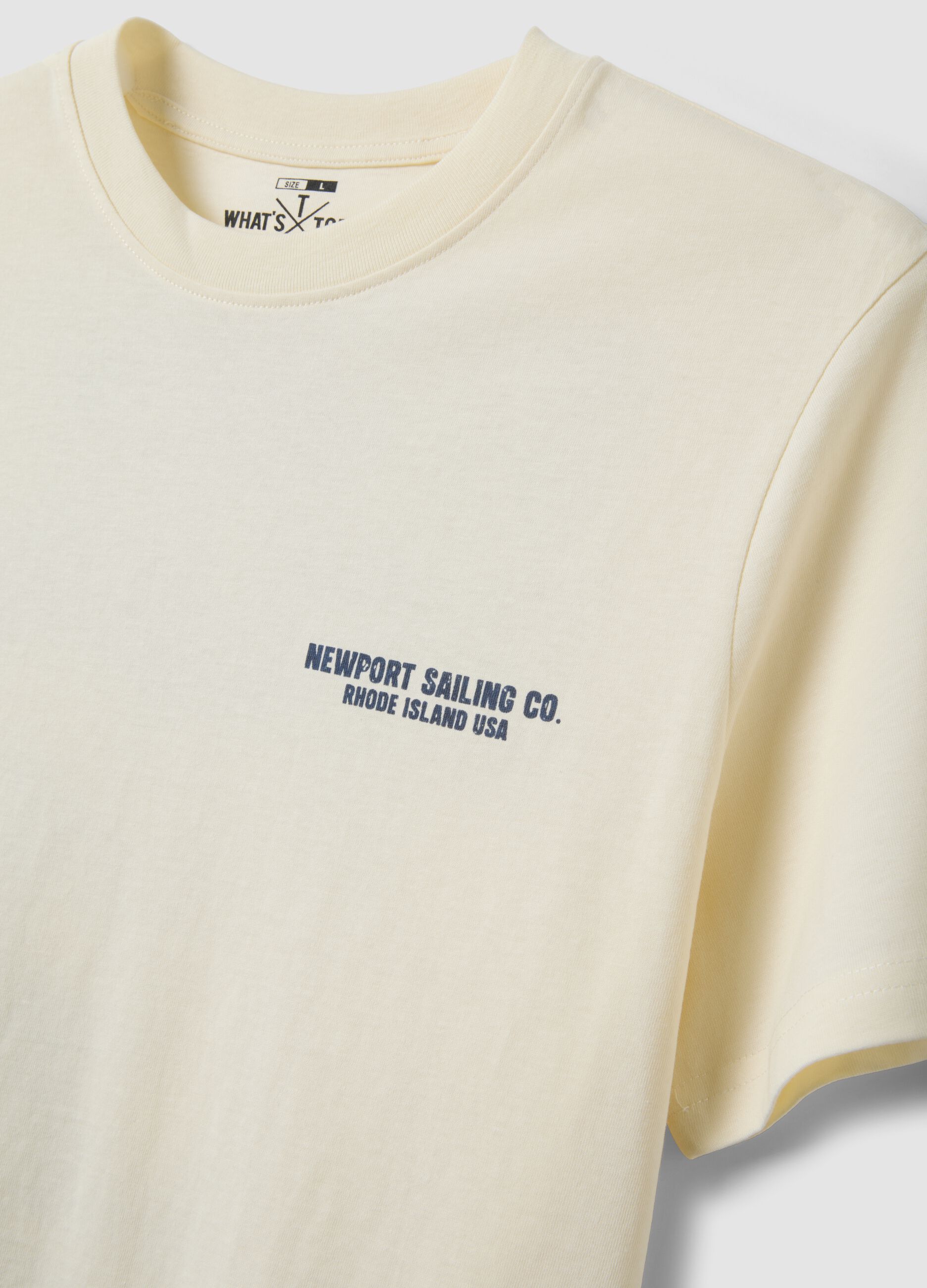 Beige pure cotton regular-fit T-shirt with nautical print
