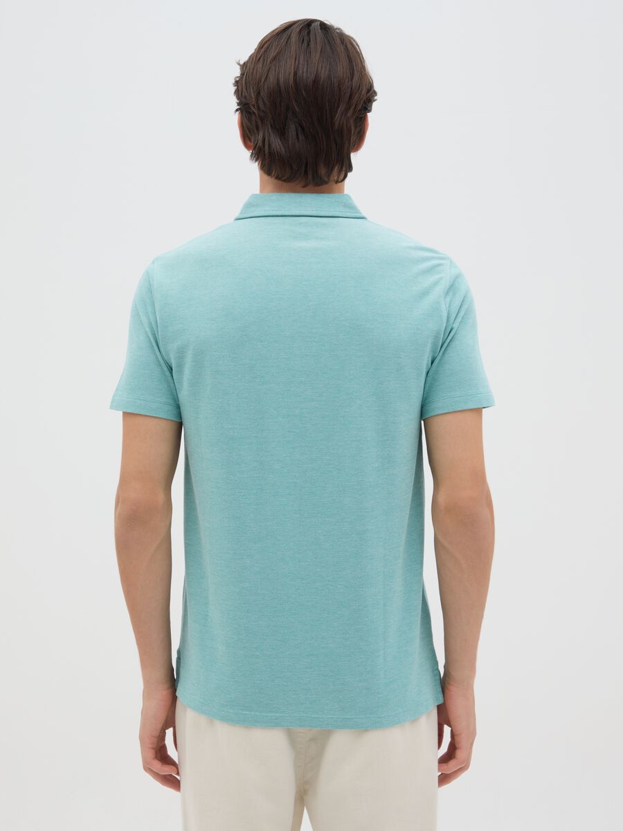 Men's Light Blue Pure Cotton Polo - Regular Fit_3