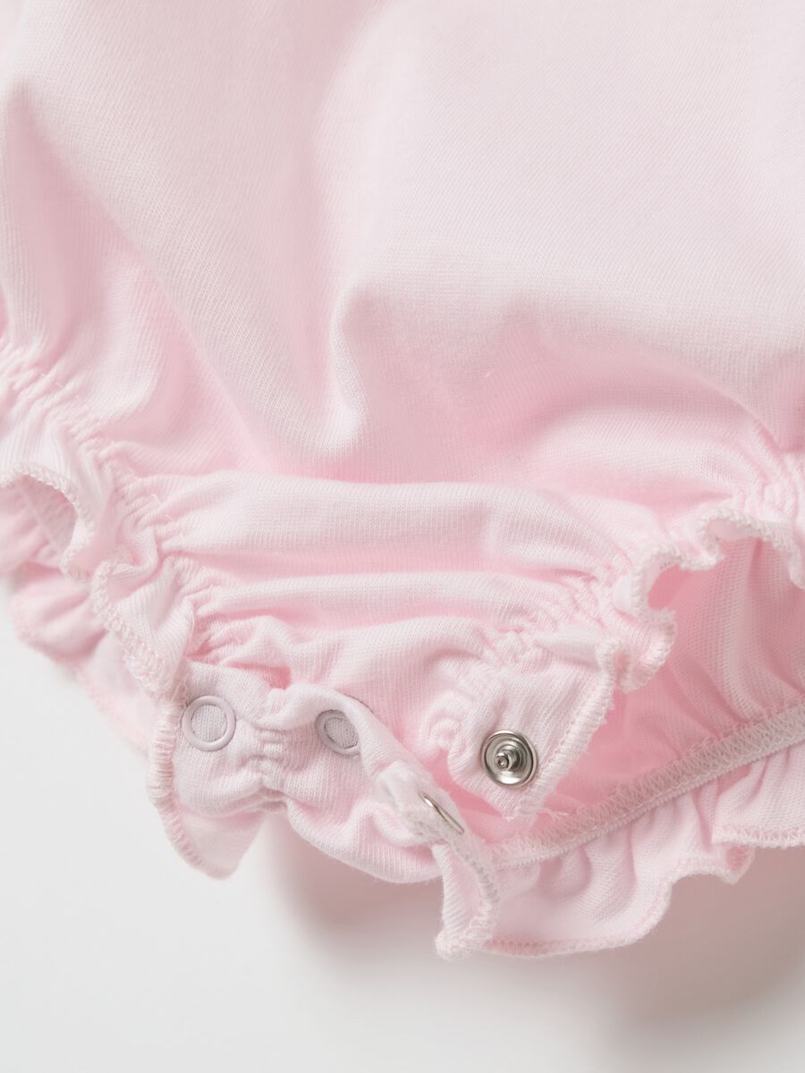 Pink and white romper with Fagottino print_2