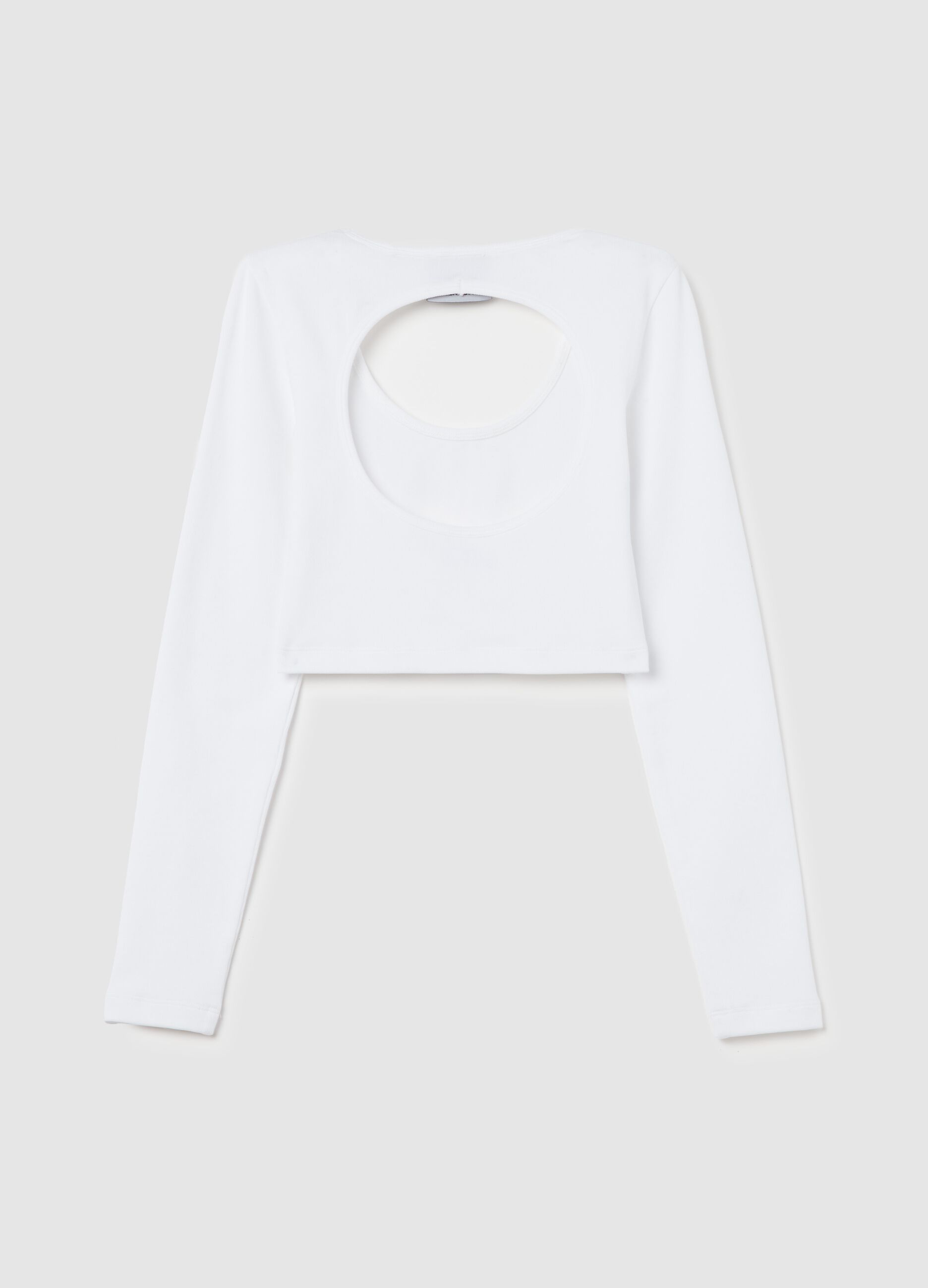 Cut Out Crop Long-sleeved White