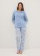 Blue pyjamas in pure cotton regular fit with floral details_0