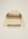 Beige jacquard knit cardigan for newborn_1
