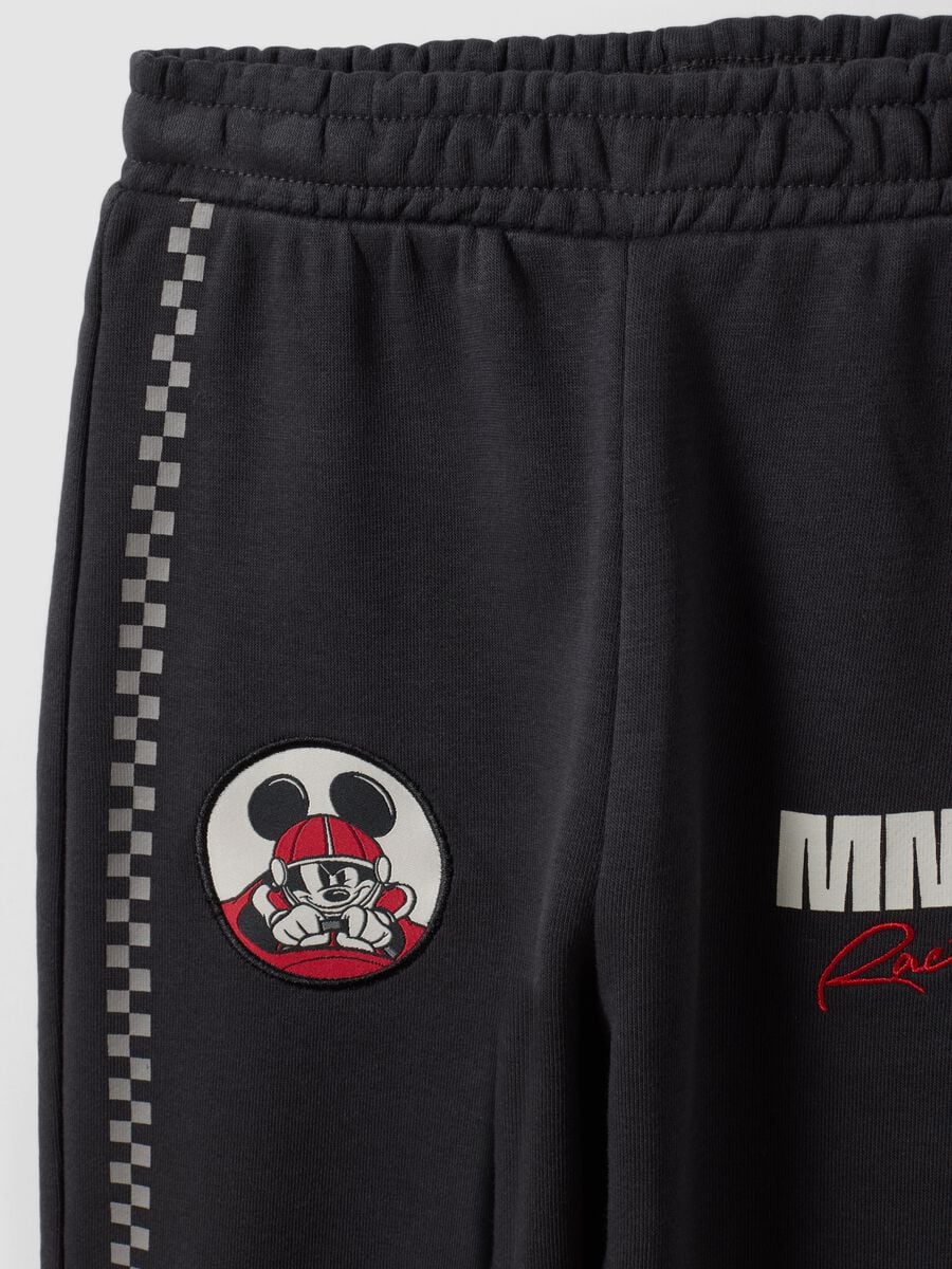 Black cotton-blend joggers with elasticated waist and Mickey print_2