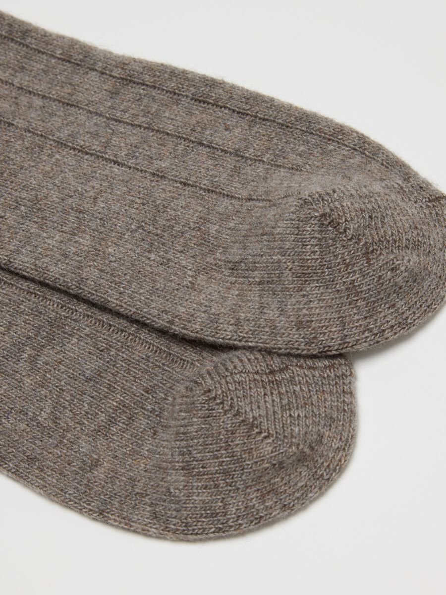 Grey Long Socks in Wool and Cashmere Blend_2