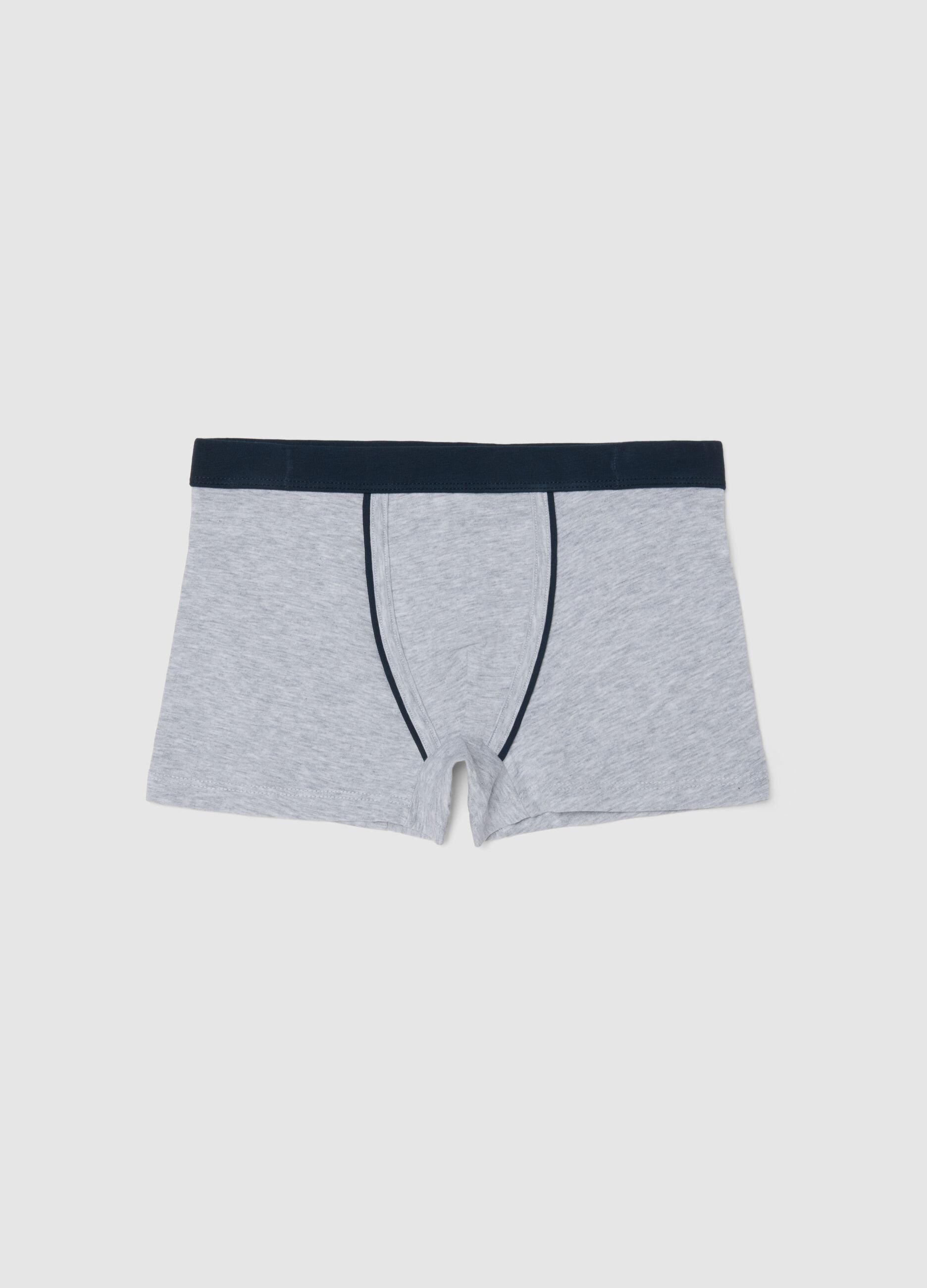 Grey cotton stretch regular fit boxers for boys