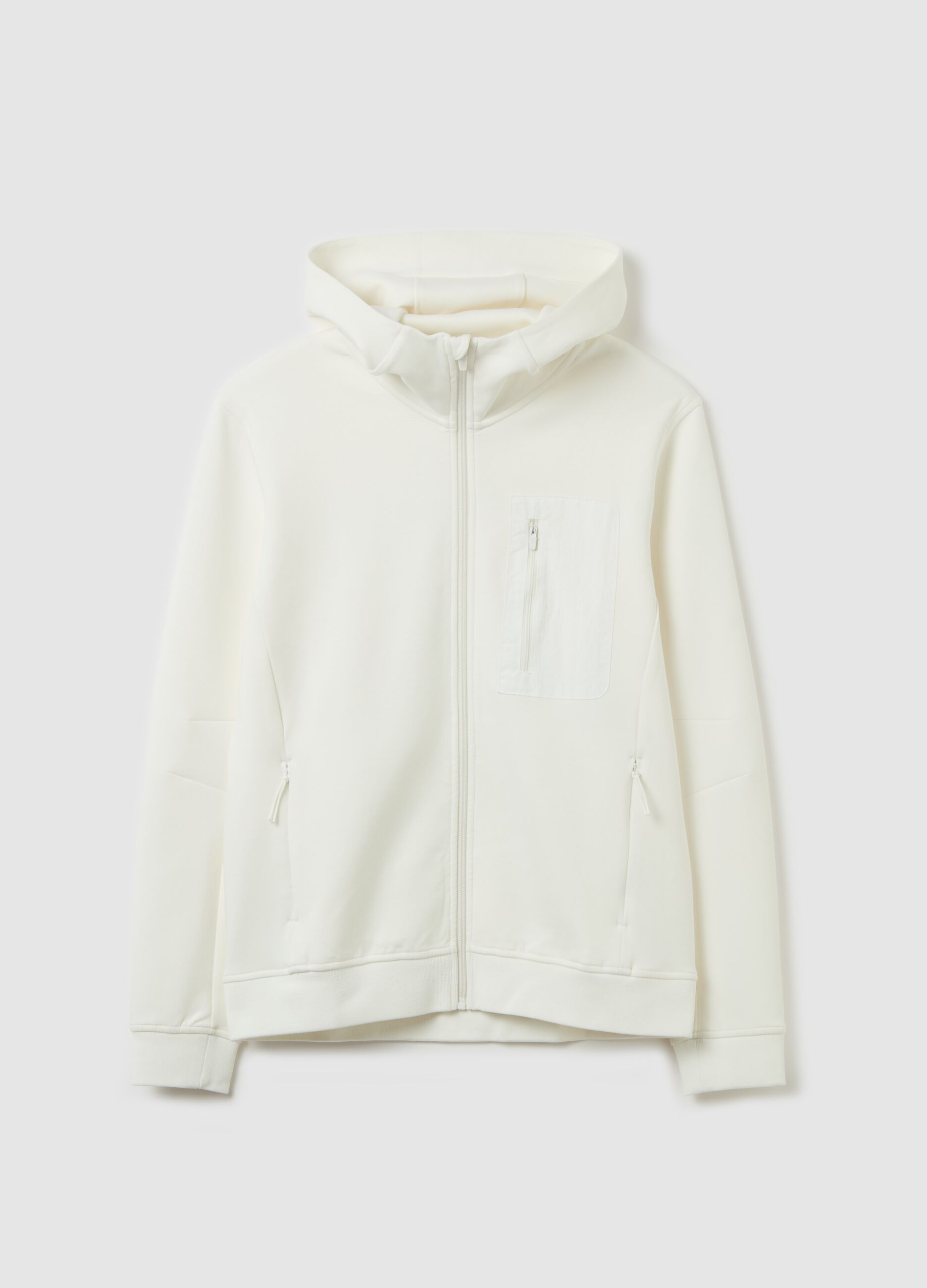 Full-zip in tessuto tecnico con cappuccio