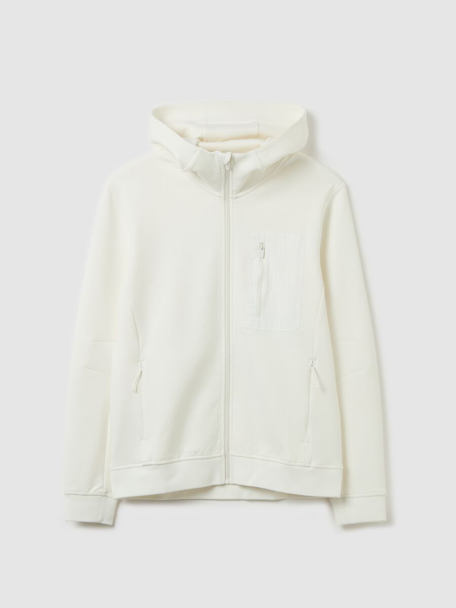 Full-zip sweatshirt in technical fabric with hood_4