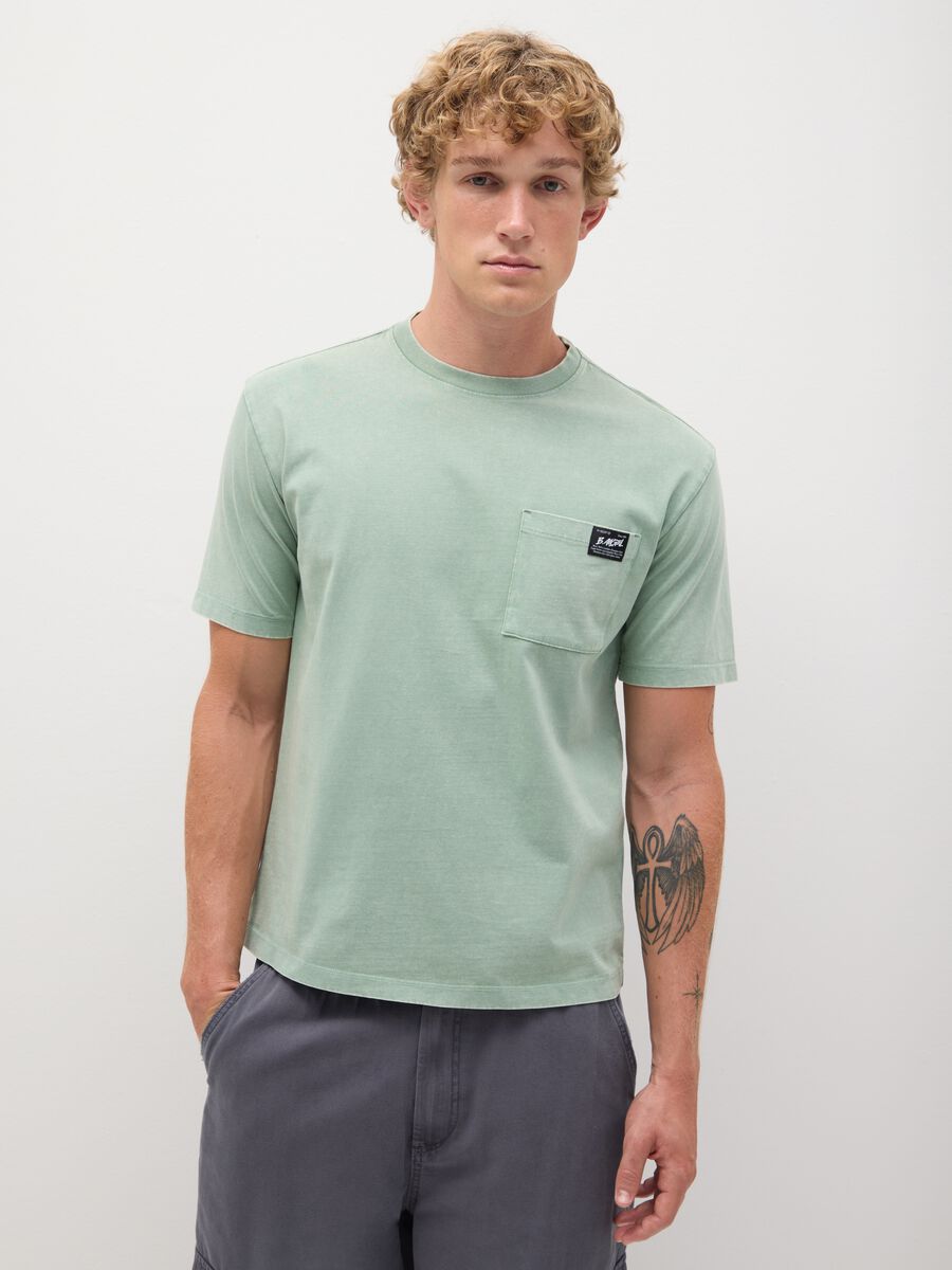 Green T-shirt with pocket in cotton by B.Angel_0