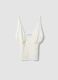 White stretch cotton fitted tank top with floral lace_4