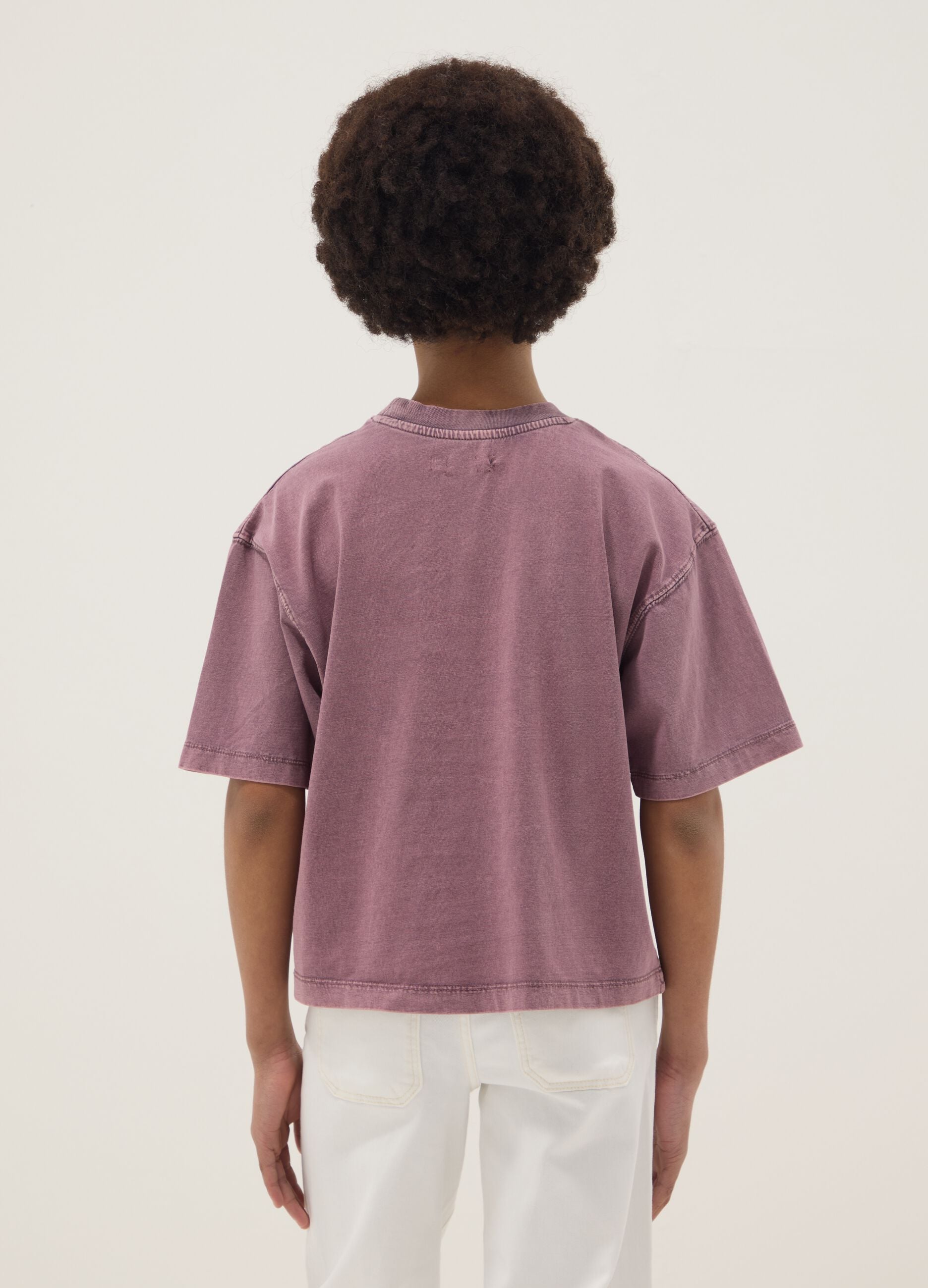 T-shirt in puro cotone rosa da ragazza oversize fit