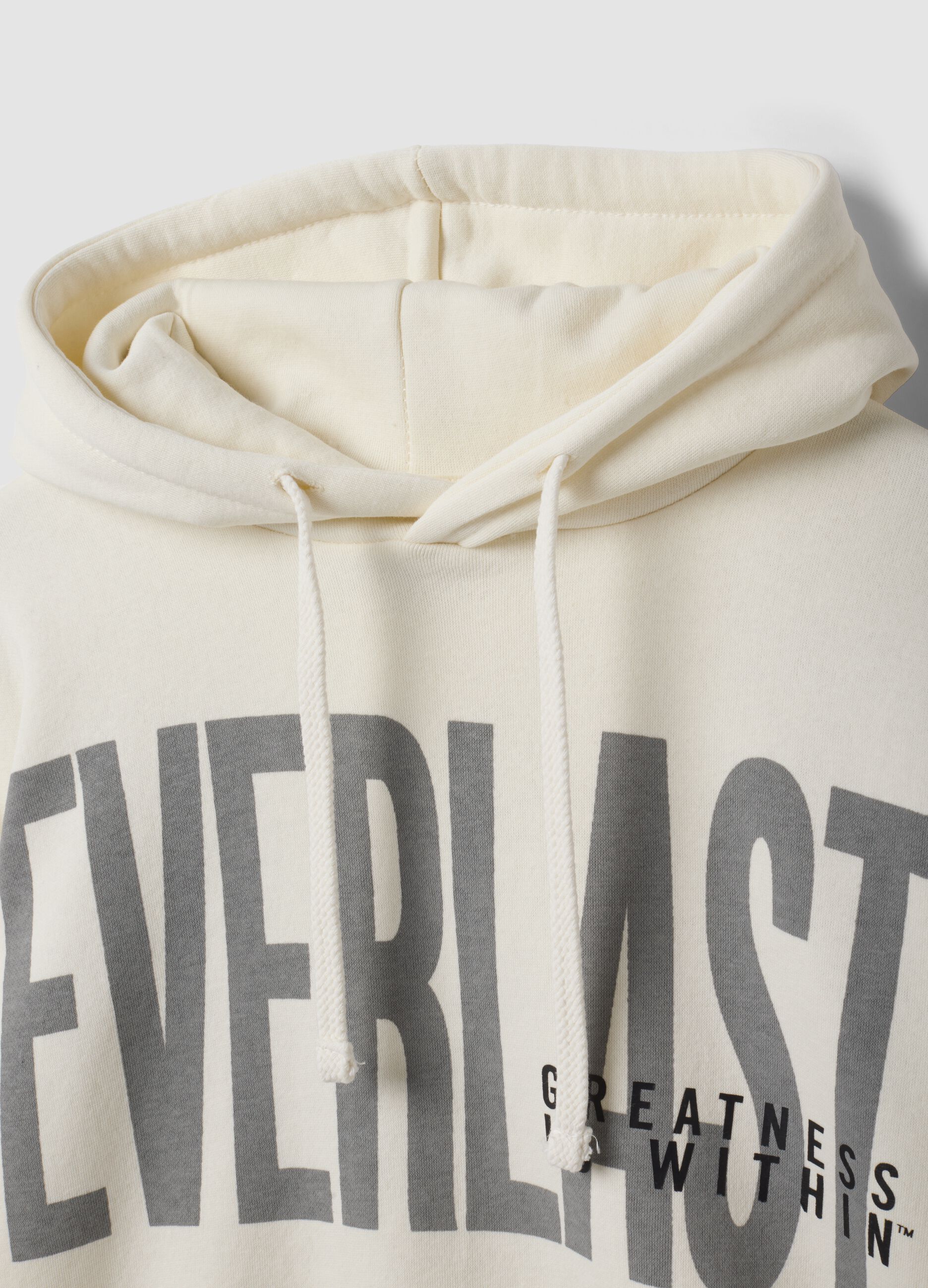 White cotton-blend hoodie with print, regular fit