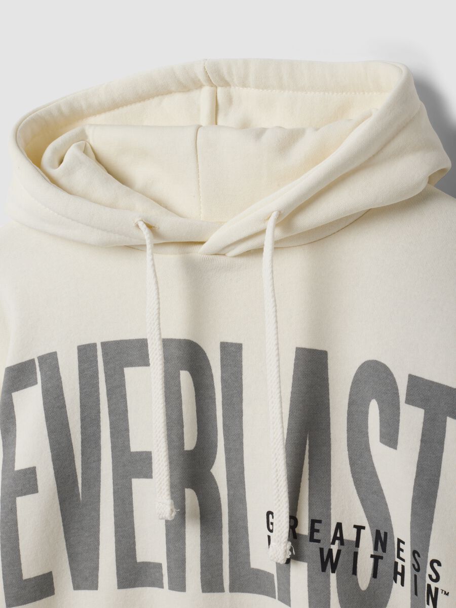 White cotton-blend hoodie with print, regular fit_1
