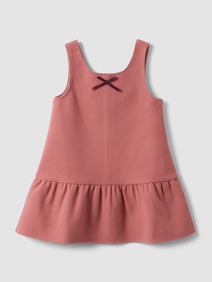 Abito rosa polveroso con girocollo e fiocco_0