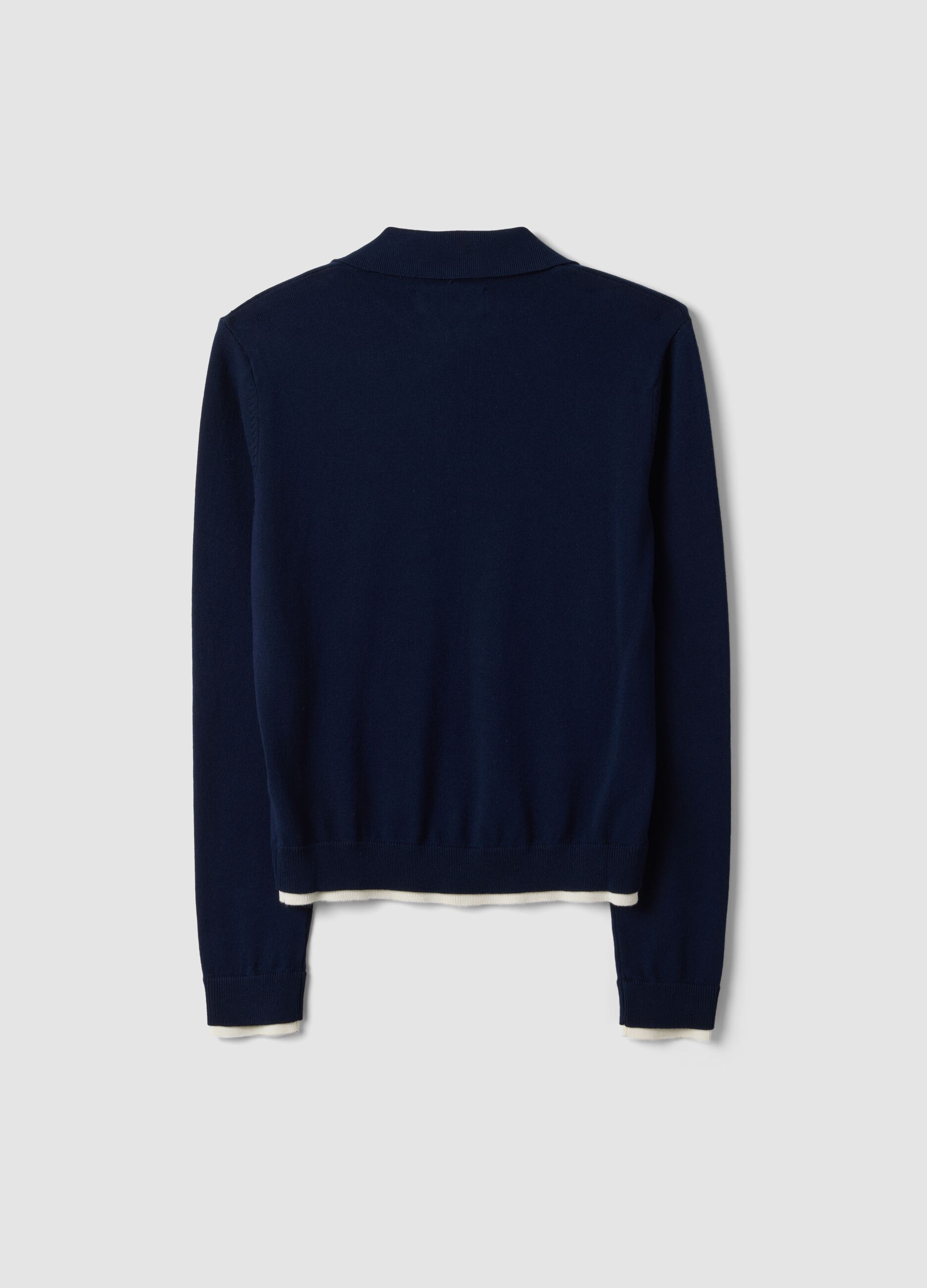 Maglia blu in misto viscosa con colletto polo regular fit