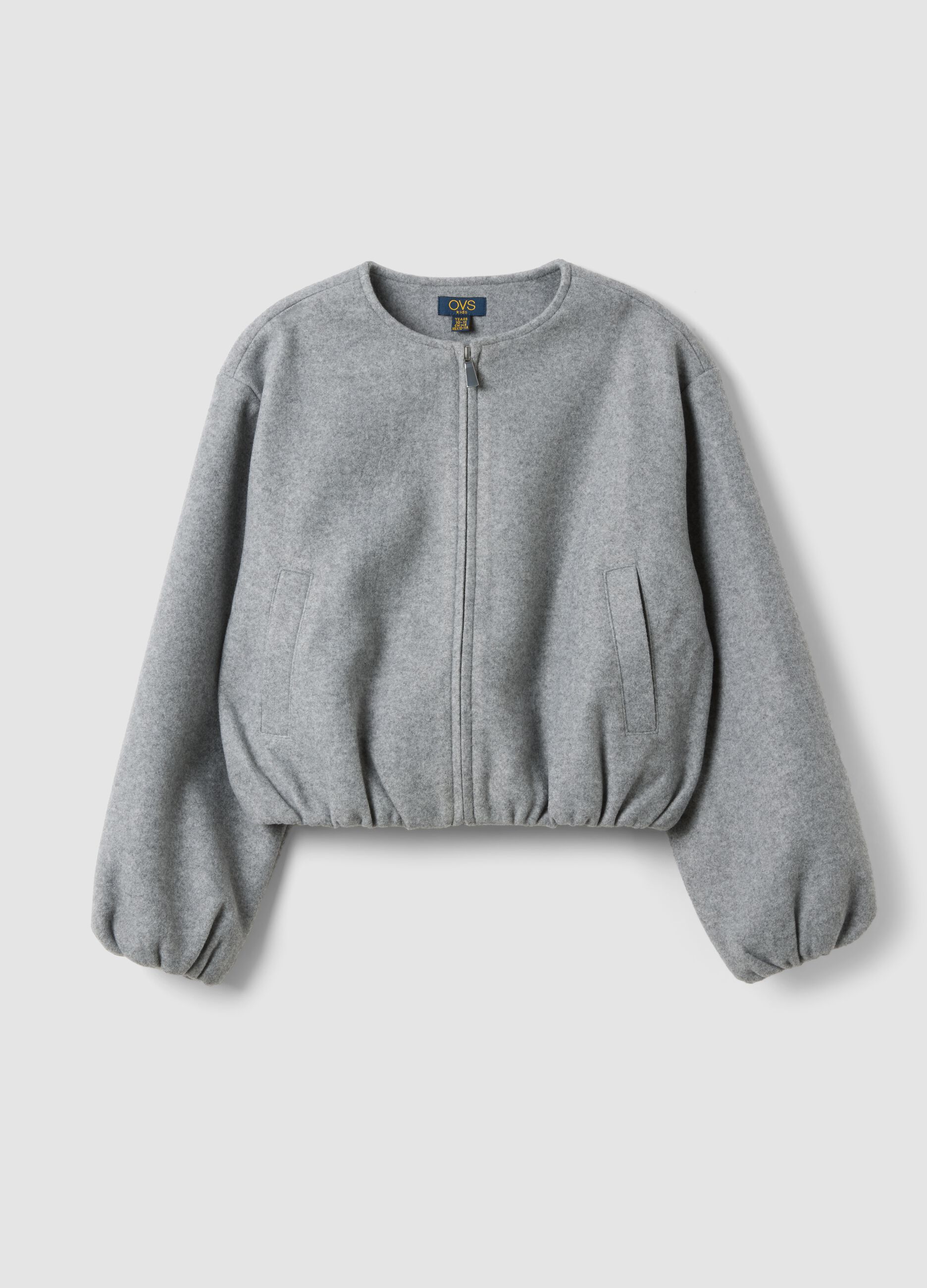 Girls&rsquo; grey regular-fit zip-up jacket
